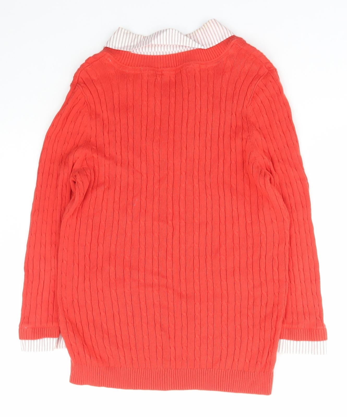 Maine Womens Red Collared  Cotton Pullover Jumper Size 12   - Debenhams