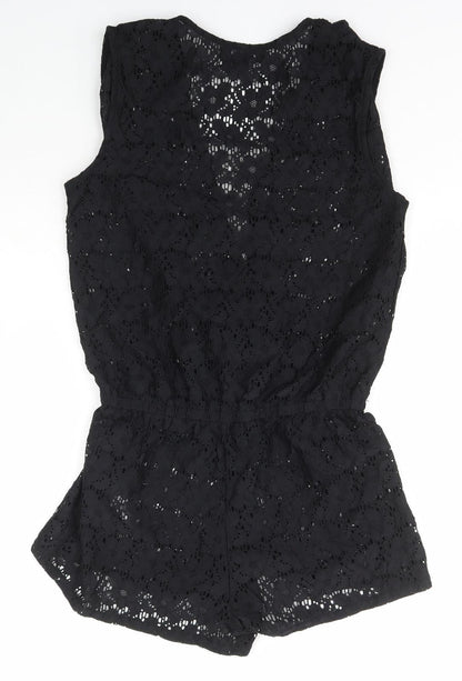 Atmosphere Womens Black Floral Nylon Jumpsuit One-Piece Size S  Pullover