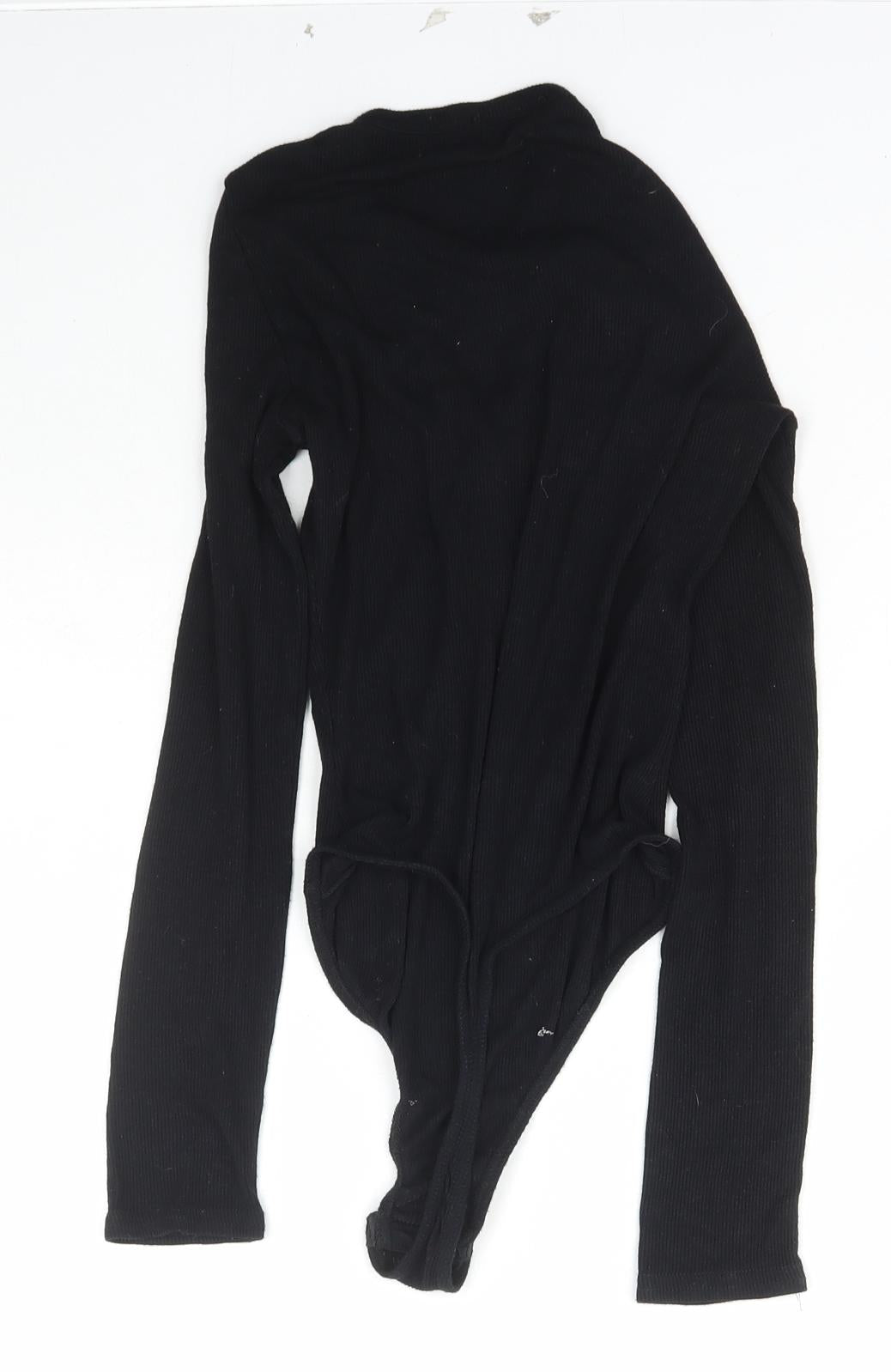 PRETTYLITTLETHING Womens Black  Polyester Bodysuit One-Piece Size 8  Snap