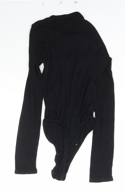 PRETTYLITTLETHING Womens Black  Polyester Bodysuit One-Piece Size 8  Snap
