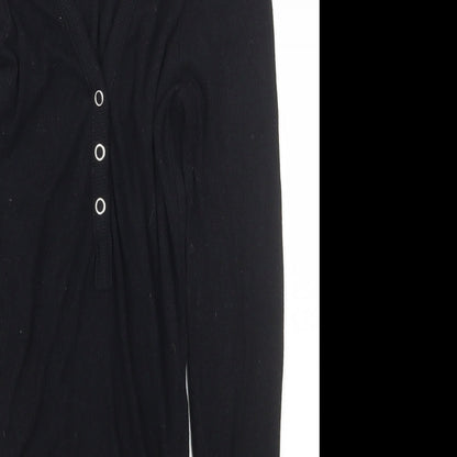 PRETTYLITTLETHING Womens Black  Polyester Bodysuit One-Piece Size 8  Snap