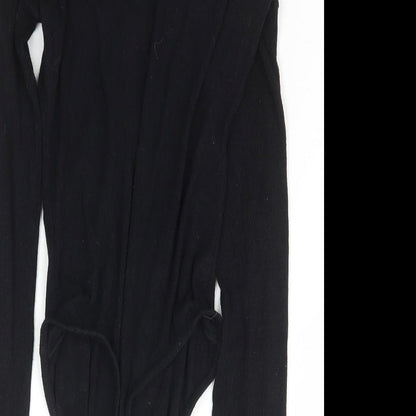 PRETTYLITTLETHING Womens Black  Polyester Bodysuit One-Piece Size 8  Snap