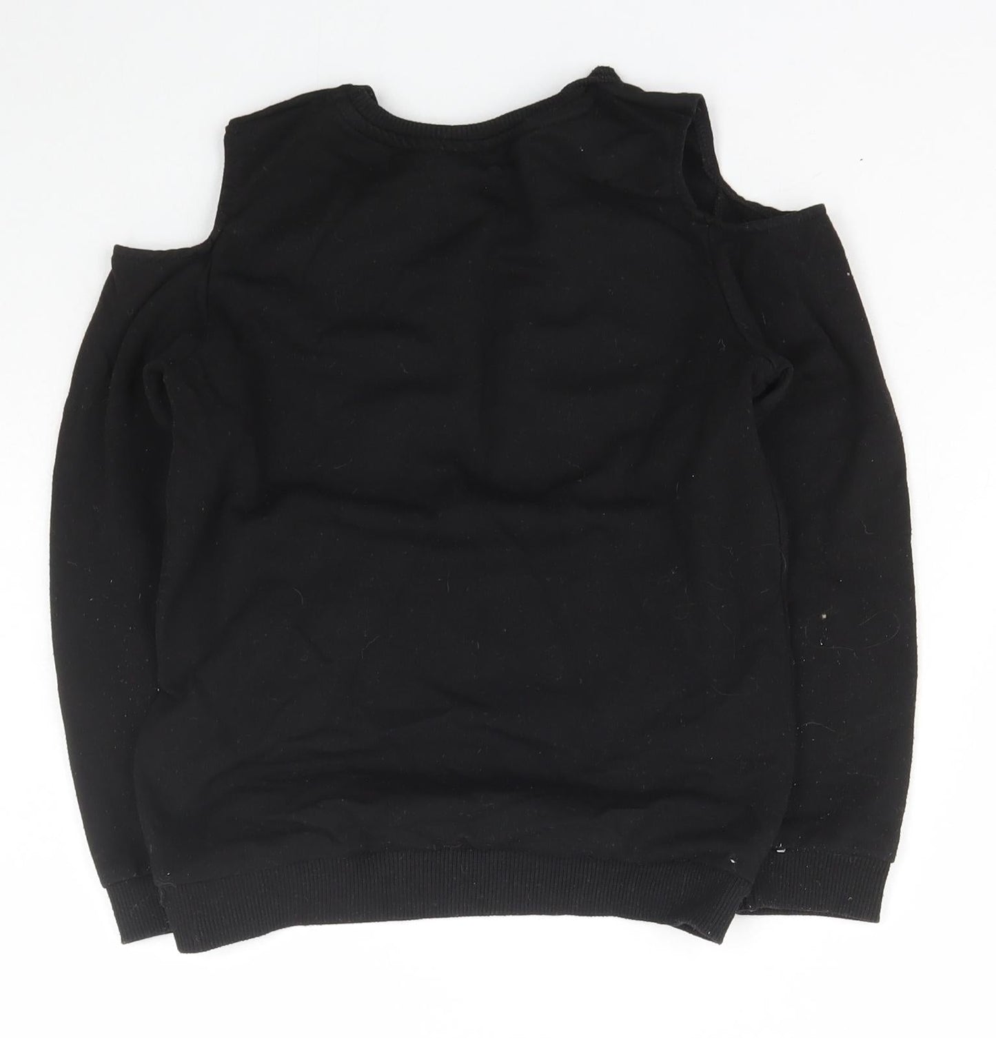 Pep&co Girls Black Scoop Neck  Polyester Pullover Jumper Size 9-10 Years  Pullover - Squad Goal