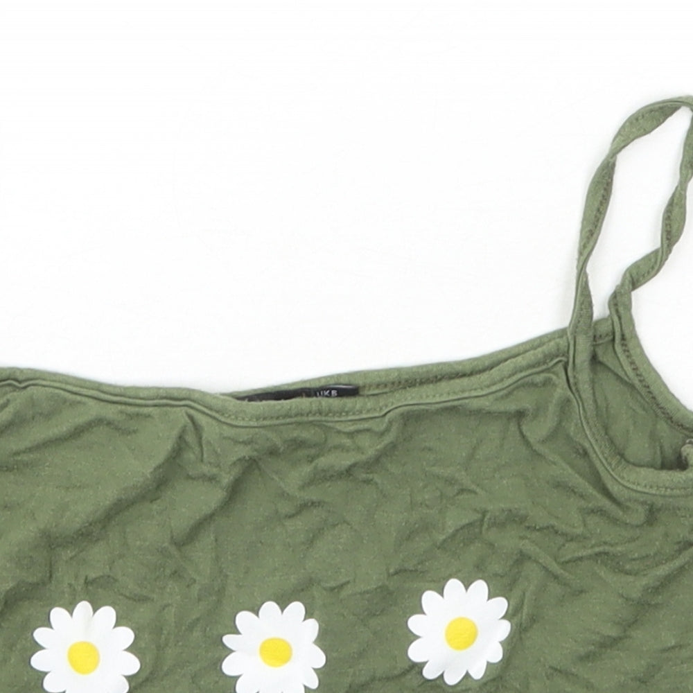 Womens UK Size 6 PRETTYLITTLETHING Green Basic Tank