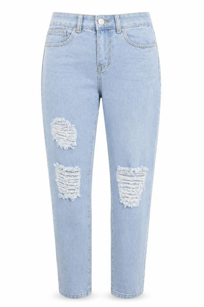 Womens UK Size 10 Boohoo Regular Fit Tapered Blue Jeans