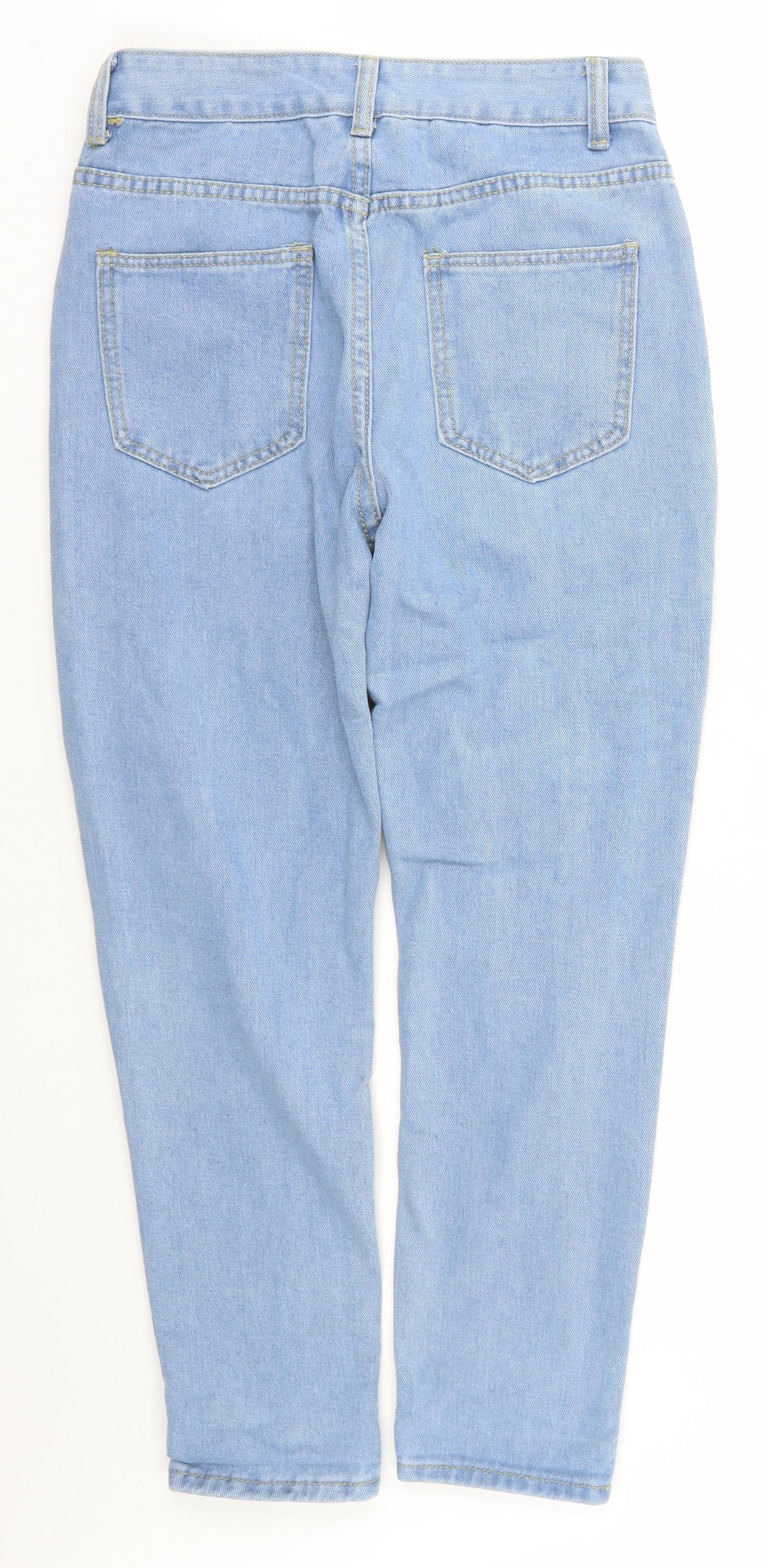 Boohoo Womens Blue  Cotton Tapered Jeans Size 10 L26 in Regular Zip