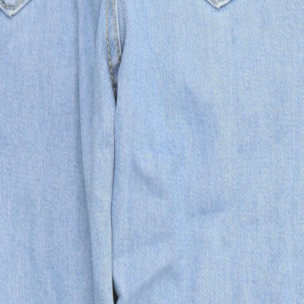 Boohoo Womens Blue  Cotton Tapered Jeans Size 10 L26 in Regular Zip
