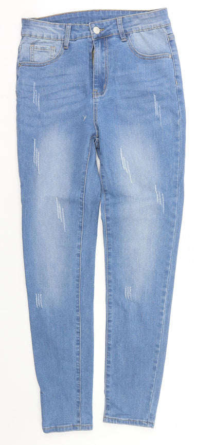 SheIn Womens Blue  Cotton Skinny Jeans Size M L28 in Regular Zip