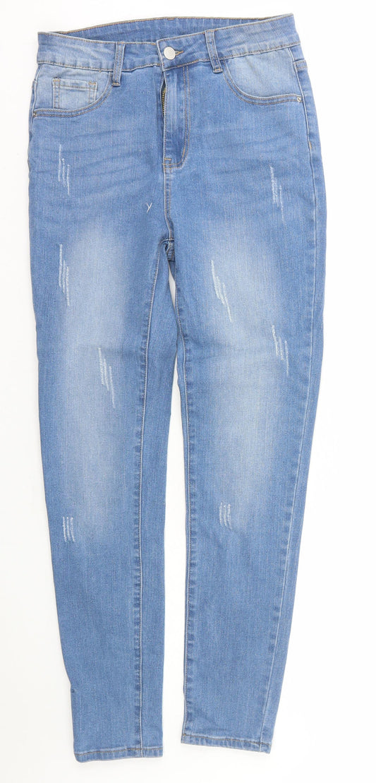 SheIn Womens Blue  Cotton Skinny Jeans Size M L28 in Regular Zip