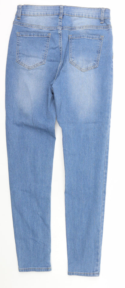 SheIn Womens Blue  Cotton Skinny Jeans Size M L28 in Regular Zip