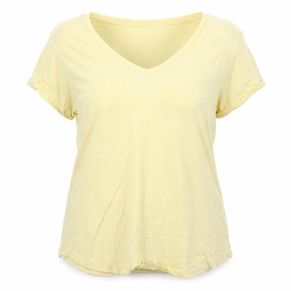Soft & Sexy  Womens Yellow  Viscose Basic T-Shirt Size XL Collared