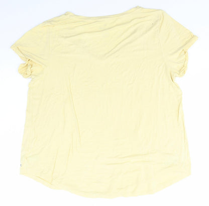 Soft & Sexy  Womens Yellow  Viscose Basic T-Shirt Size XL Collared