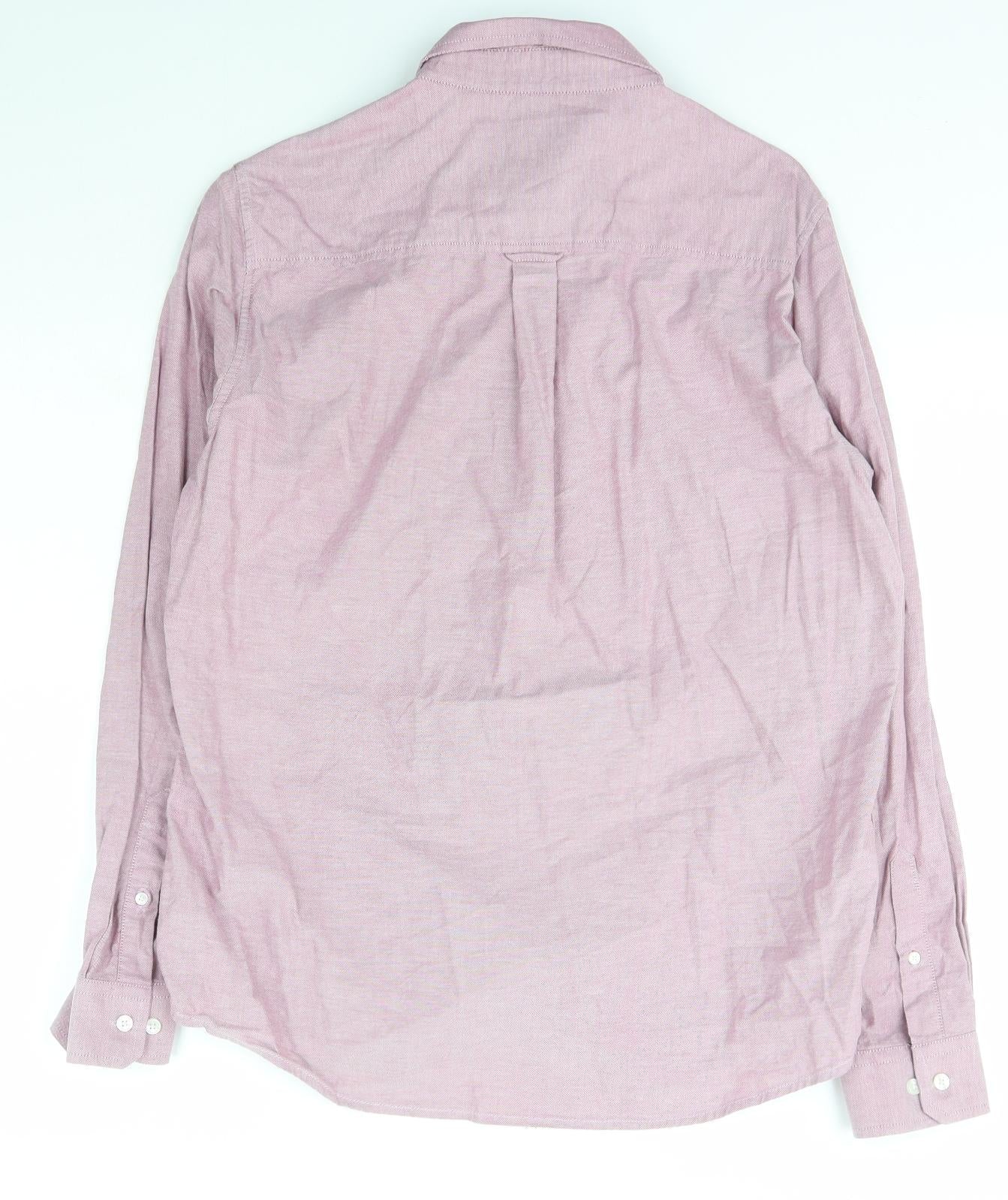 Burton Menswear Mens Purple  Cotton  Button-Up Size L Collared Button