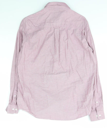 Burton Menswear Mens Purple  Cotton  Button-Up Size L Collared Button
