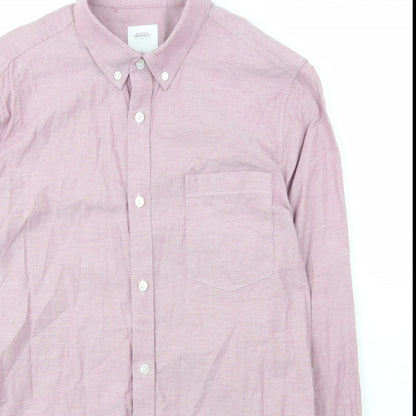 Burton Menswear Mens Purple  Cotton  Button-Up Size L Collared Button