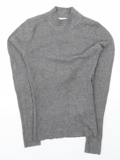 Primark Womens Grey High Neck  Viscose Pullover Jumper Size XS