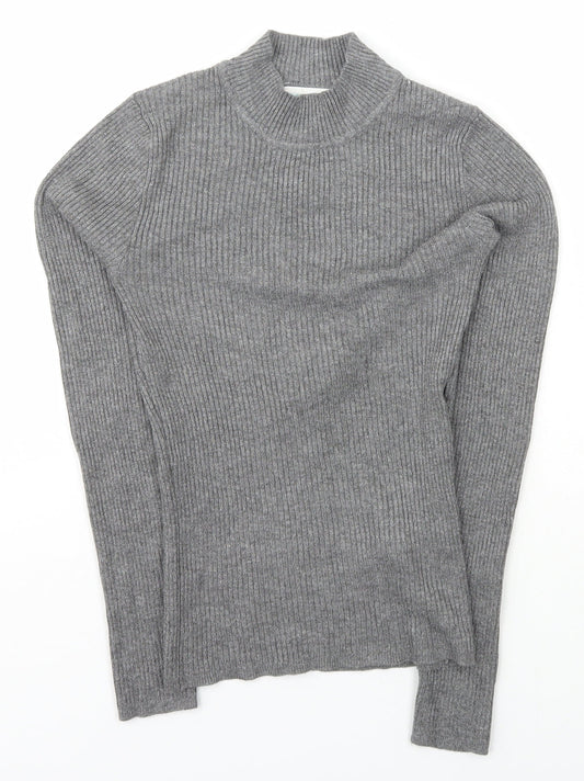 Primark Womens Grey High Neck  Viscose Pullover Jumper Size XS