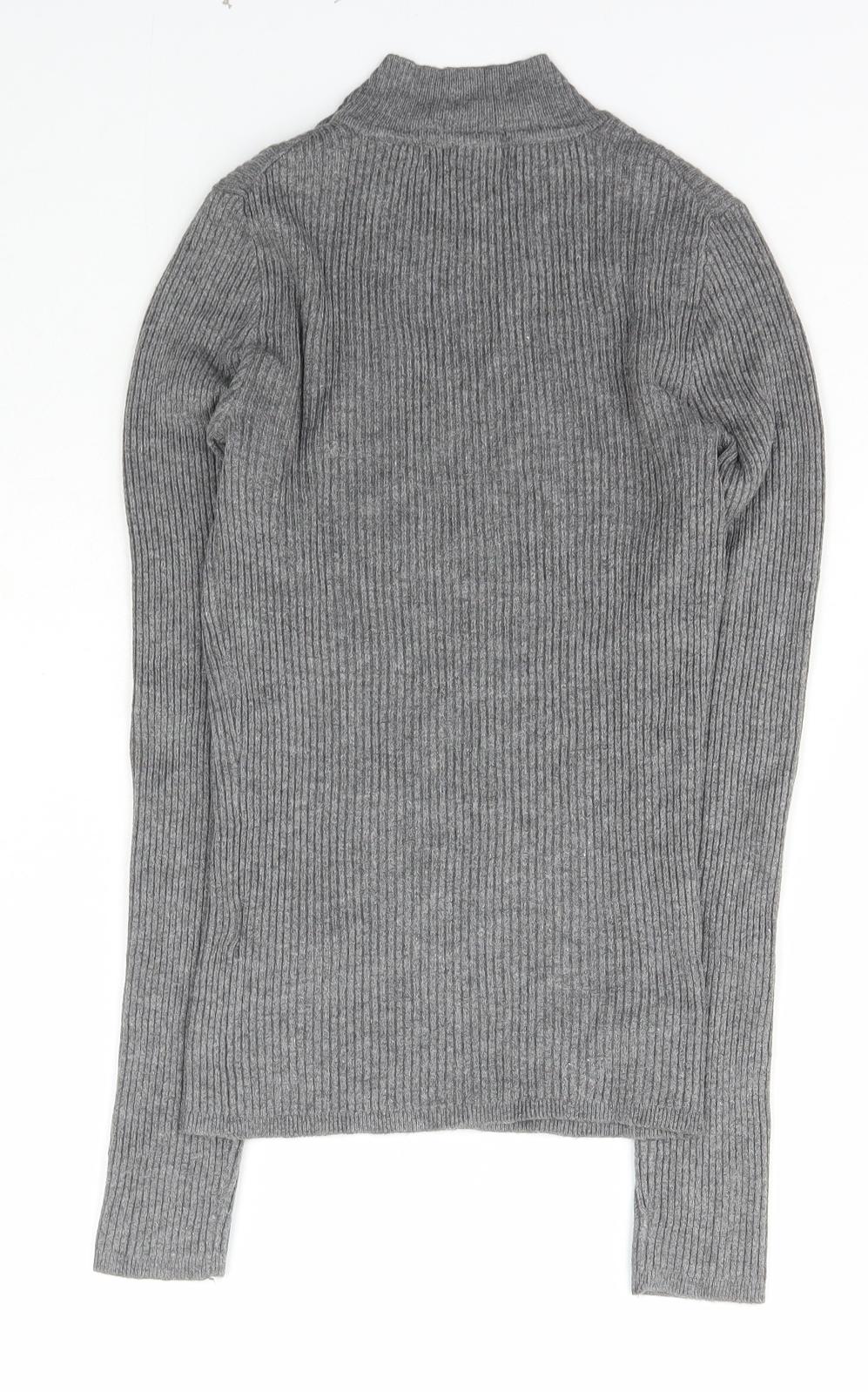 Primark Womens Grey High Neck  Viscose Pullover Jumper Size XS