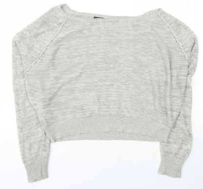 Red London Womens Grey Boat Neck  Acrylic Pullover Jumper Size L