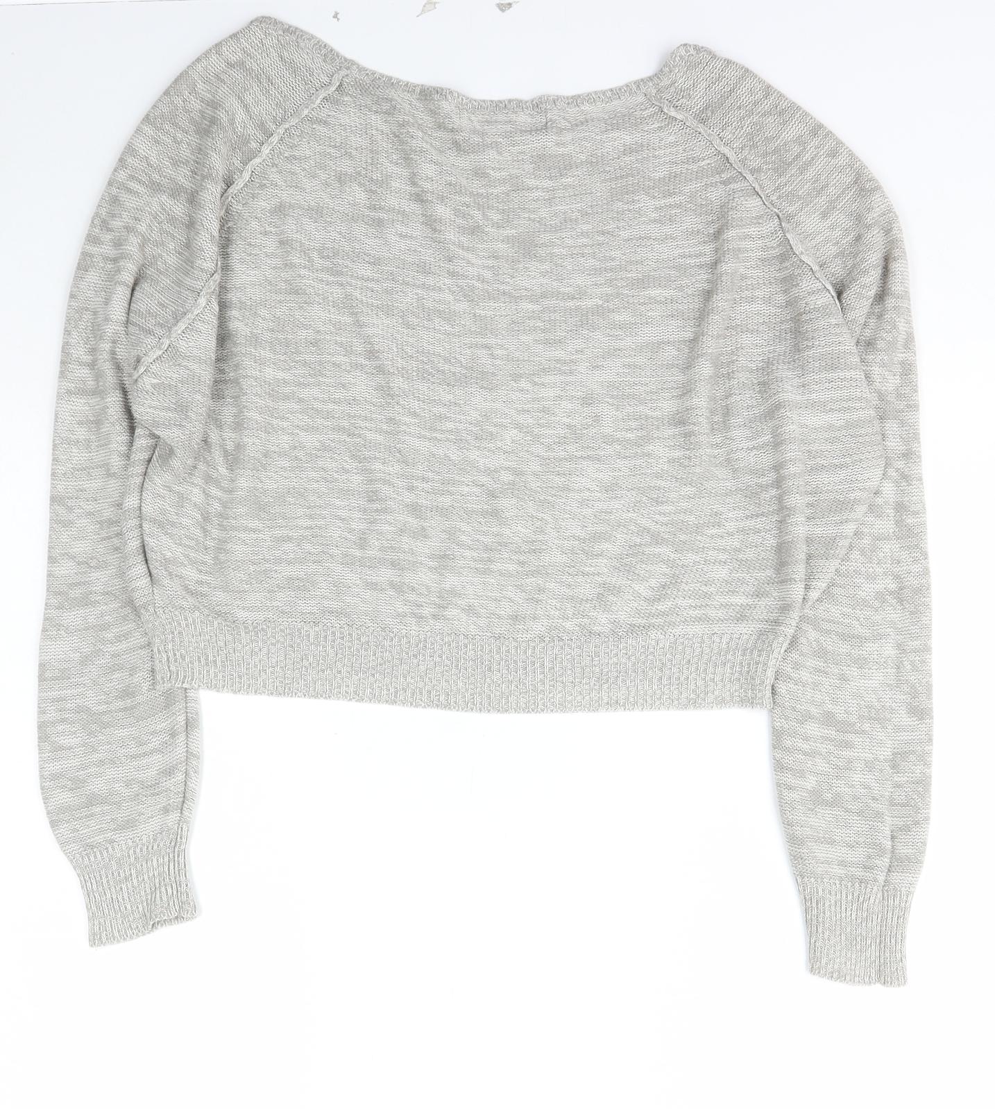 Red London Womens Grey Boat Neck  Acrylic Pullover Jumper Size L