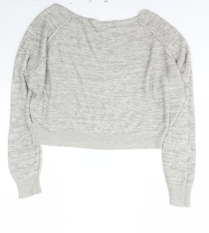 Red London Womens Grey Boat Neck  Acrylic Pullover Jumper Size L