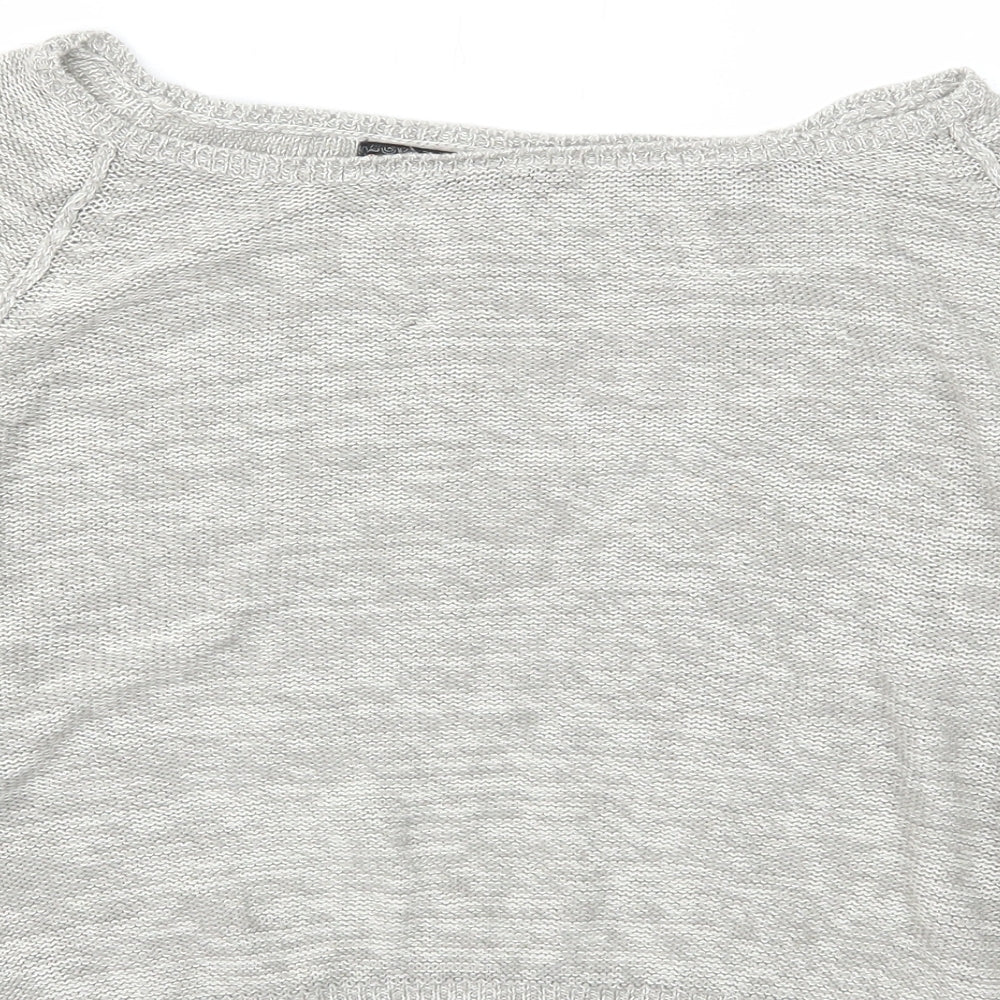 Red London Womens Grey Boat Neck  Acrylic Pullover Jumper Size L