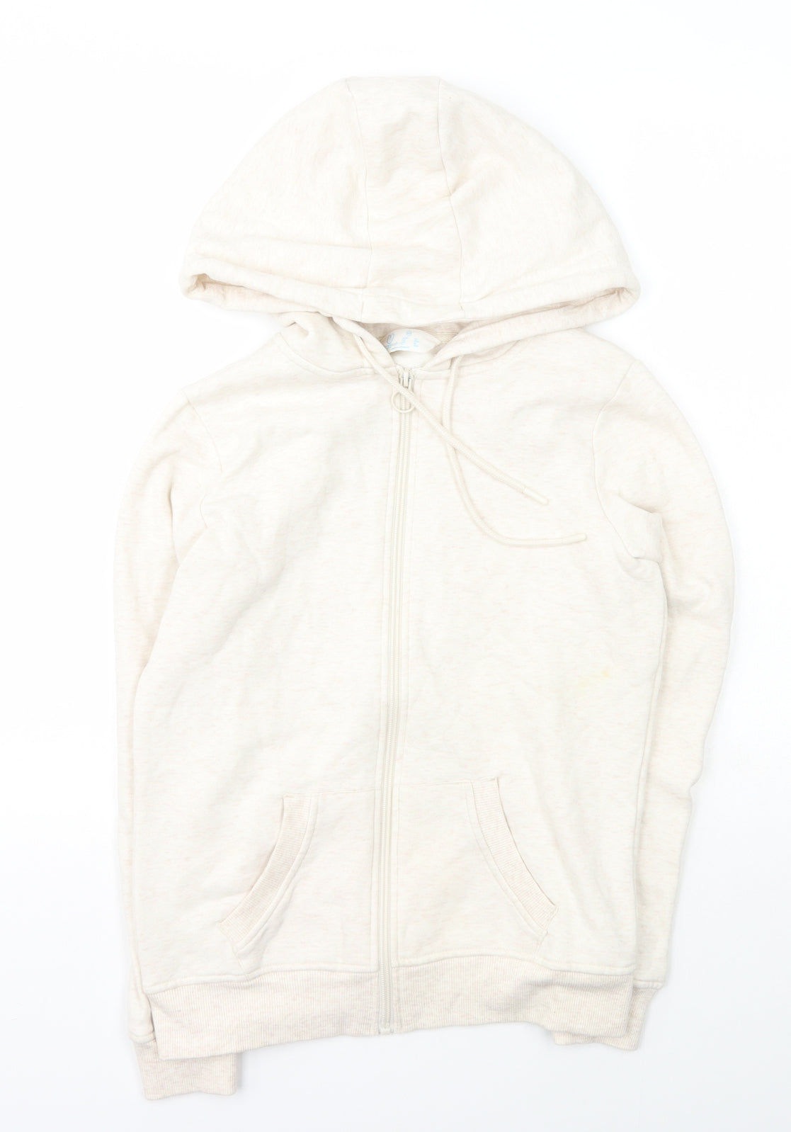 Primark Womens Beige  Cotton Full Zip Hoodie Size 2XS  Zip