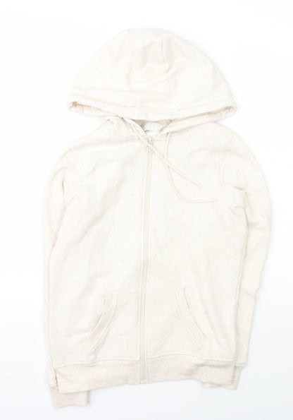 Primark Womens Beige  Cotton Full Zip Hoodie Size 2XS  Zip
