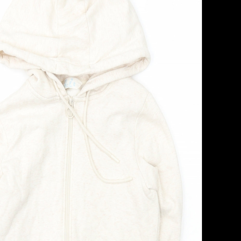 Primark Womens Beige  Cotton Full Zip Hoodie Size 2XS  Zip