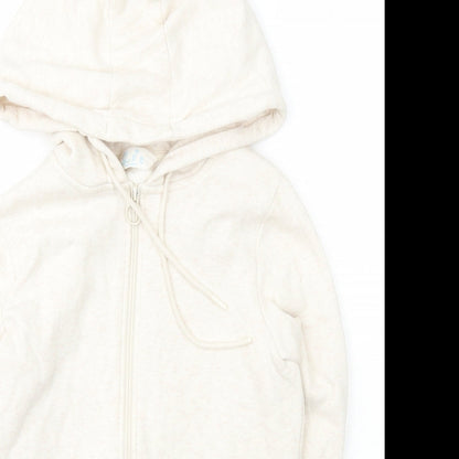Primark Womens Beige  Cotton Full Zip Hoodie Size 2XS  Zip