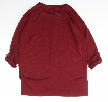Primark Womens Red Scoop Neck  Polyester Pullover Jumper Size M