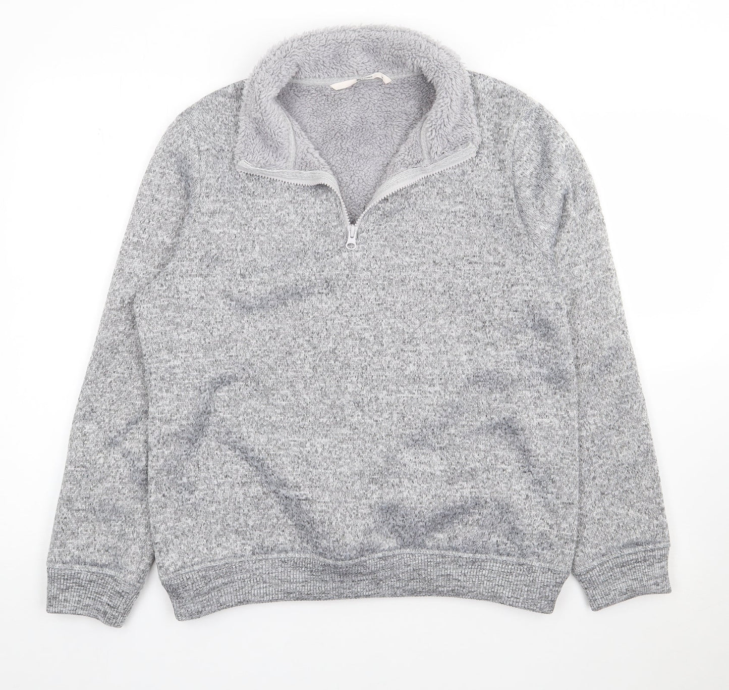 TU Womens Grey V-Neck  Polyester Pullover Jumper Size 14   - Fur Lined