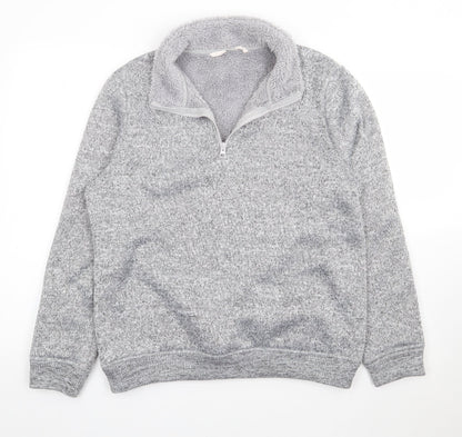 TU Womens Grey V-Neck  Polyester Pullover Jumper Size 14   - Fur Lined