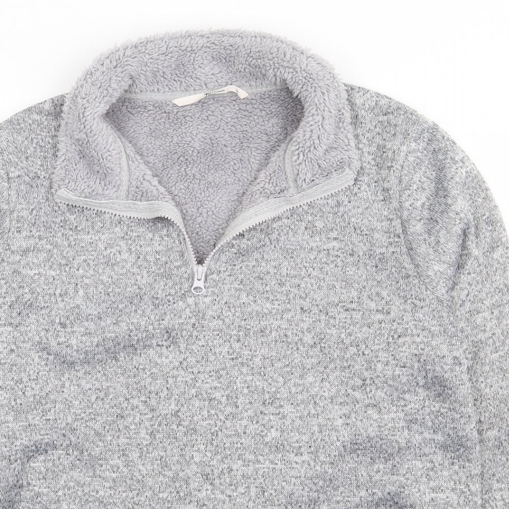 TU Womens Grey V-Neck  Polyester Pullover Jumper Size 14   - Fur Lined