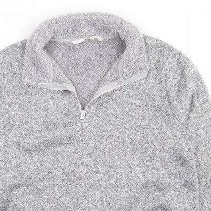 TU Womens Grey V-Neck  Polyester Pullover Jumper Size 14   - Fur Lined