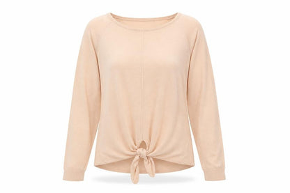 Marks and Spencer Womens Orange  Acrylic Jersey T-Shirt Size L Round Neck - Tie Front