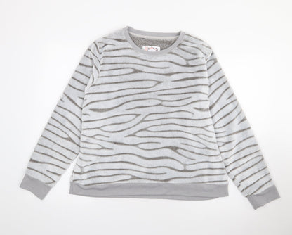 Debenhams Womens Grey Crew Neck Animal Print Polyester Pullover Jumper Size 12   - Lounge Top