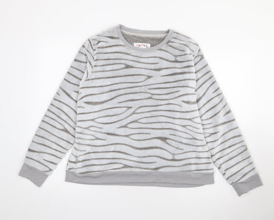 Debenhams Womens Grey Crew Neck Animal Print Polyester Pullover Jumper Size 12   - Lounge Top
