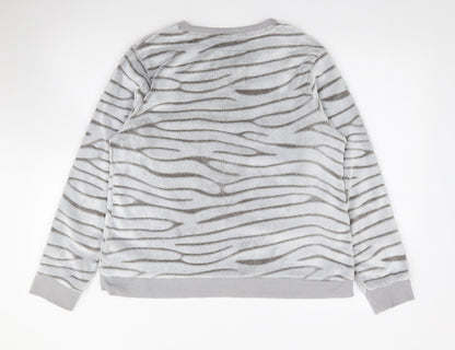 Debenhams Womens Grey Crew Neck Animal Print Polyester Pullover Jumper Size 12   - Lounge Top