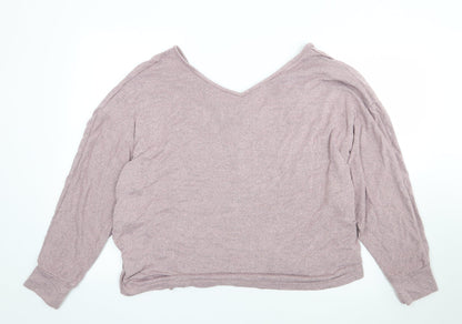 SheIn Womens Pink  Polyester Jersey T-Shirt Size XL V-Neck - Batwing