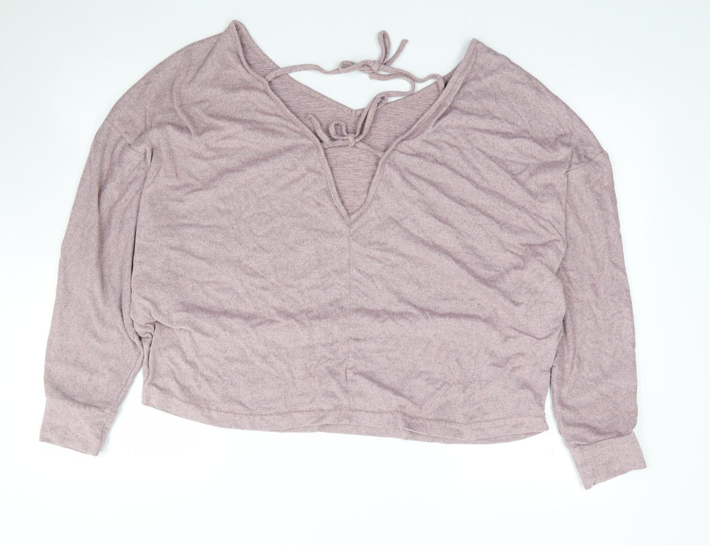 SheIn Womens Pink  Polyester Jersey T-Shirt Size XL V-Neck - Batwing