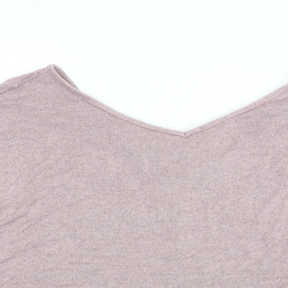 SheIn Womens Pink  Polyester Jersey T-Shirt Size XL V-Neck - Batwing