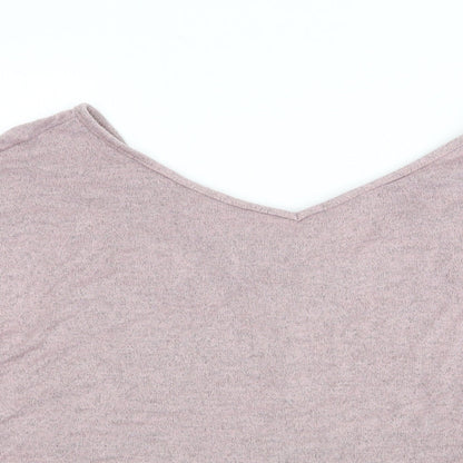 SheIn Womens Pink  Polyester Jersey T-Shirt Size XL V-Neck - Batwing