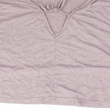 SheIn Womens Pink  Polyester Jersey T-Shirt Size XL V-Neck - Batwing