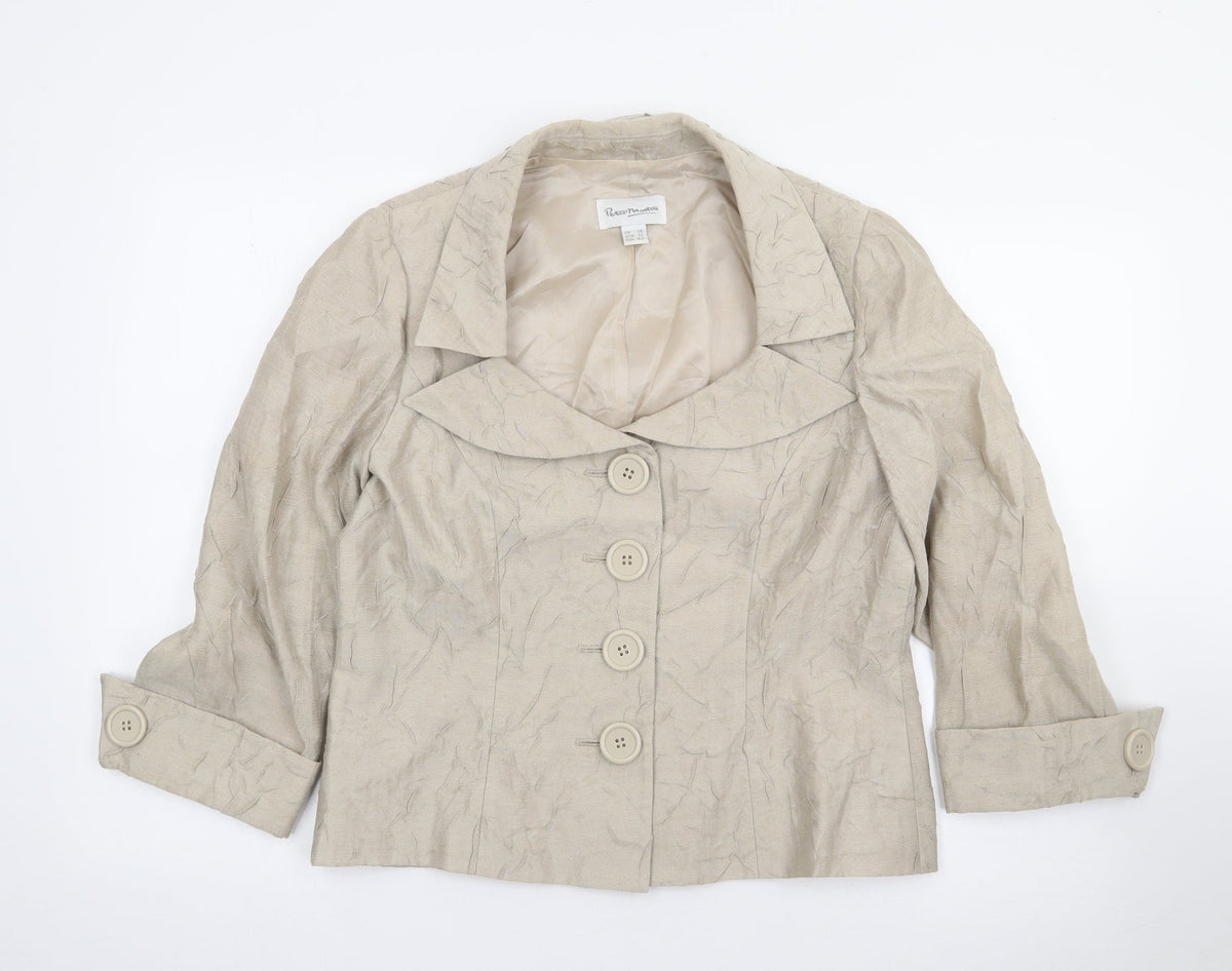 Peter Mantma Womens Beige   Jacket Blazer Size 14  Button