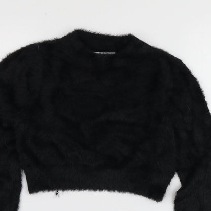 Sixth June Womens Black Round Neck  Nylon Pullover Jumper Size L