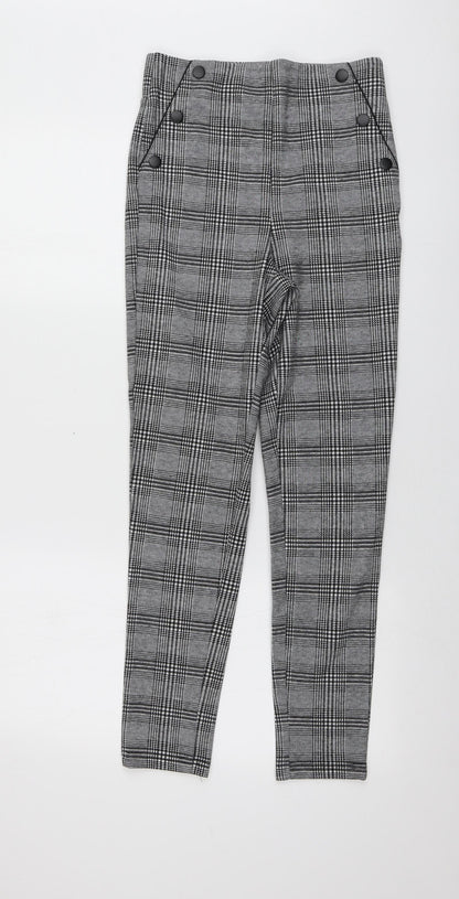 Stardivarius Womens Grey Plaid Polyester Trousers  Size M L27 in Regular