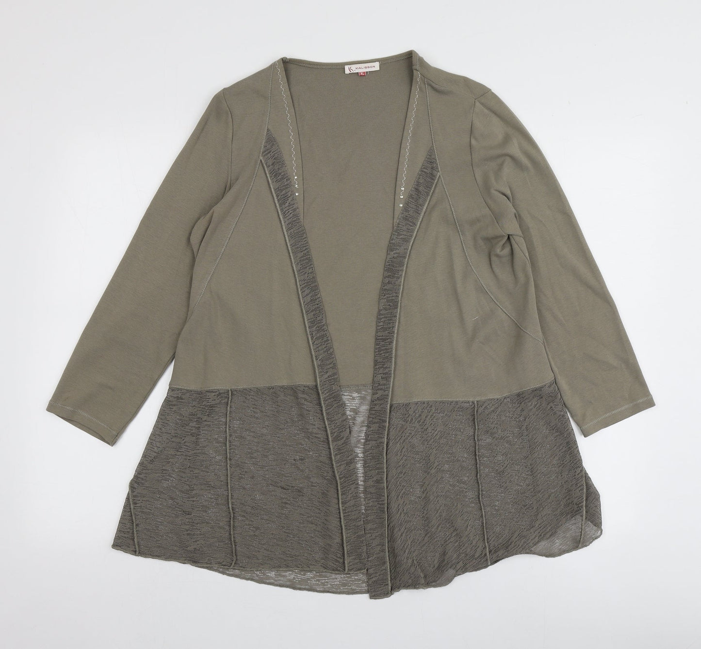 Kalisson Womens Green V-Neck  Polyester Cardigan Jumper Size XL
