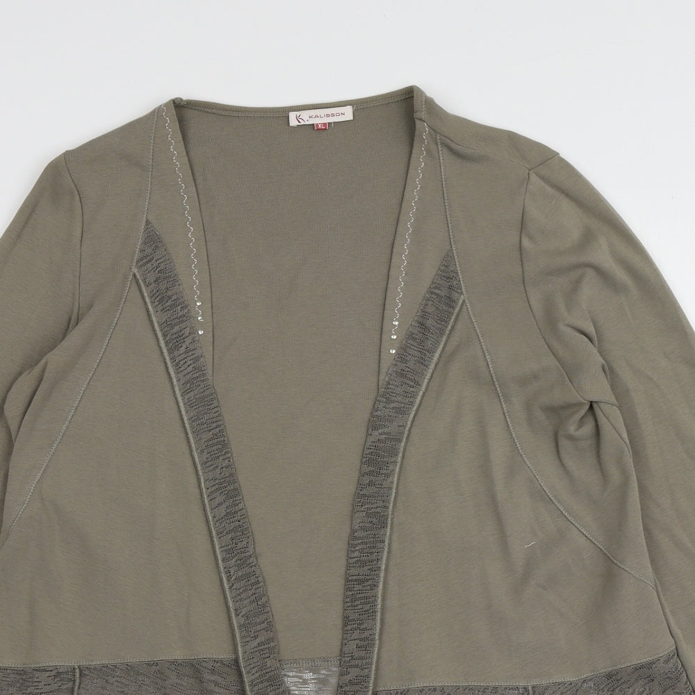 Kalisson Womens Green V-Neck  Polyester Cardigan Jumper Size XL