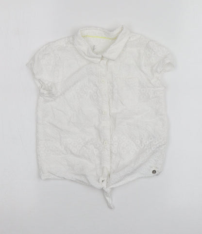 Debenhams Girls White  Cotton Basic Button-Up Size 9 Years Collared